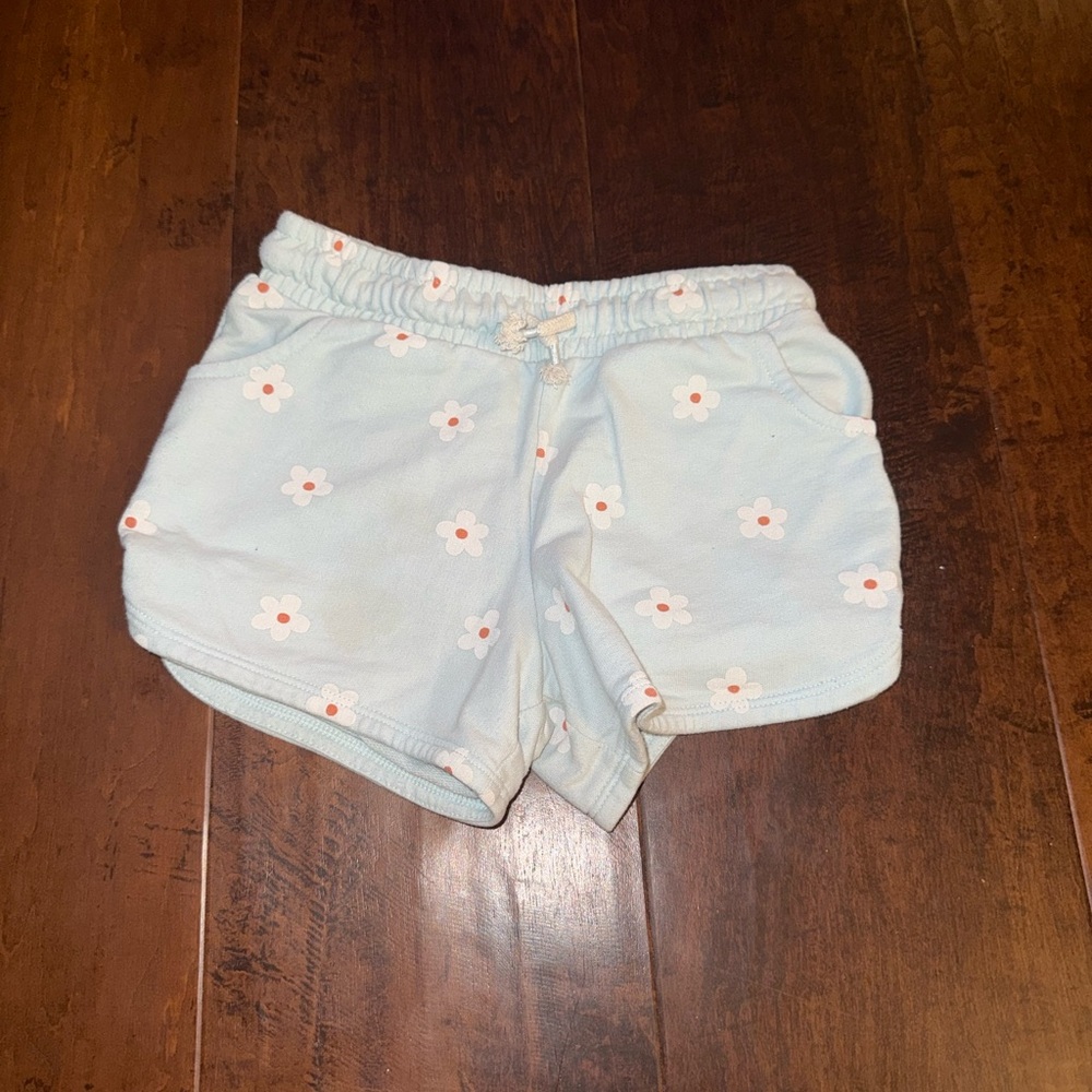 Light Blue Floral Print Women's Shorts